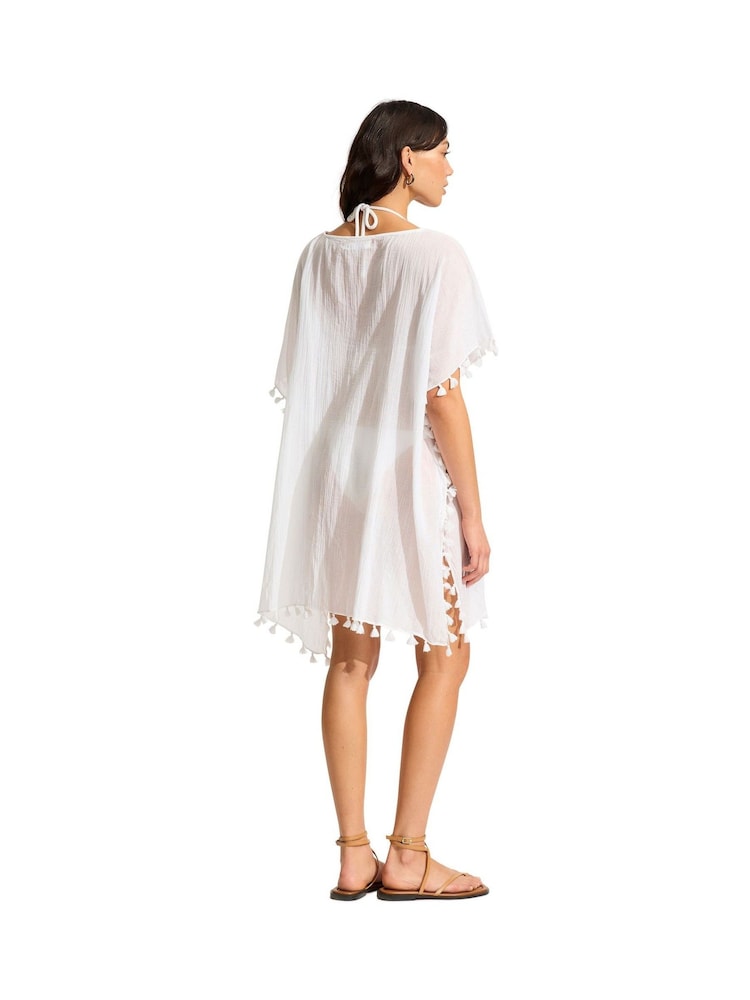 Seafolly Amnesia Tassel Trim 100% Cotton Kaftan - Image 2 of 5