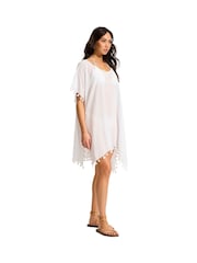 Seafolly Amnesia Tassel Trim 100% Cotton Kaftan - Image 3 of 5