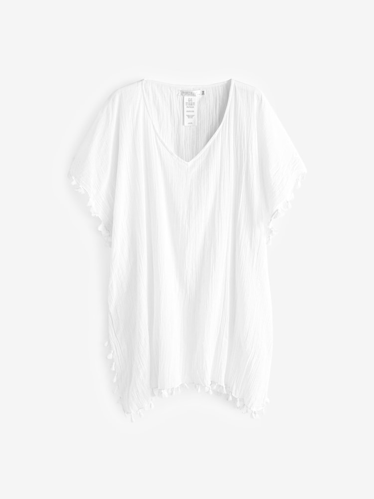 Seafolly Amnesia Tassel Trim 100% Cotton Kaftan - Image 5 of 5
