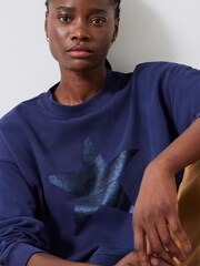 Hush Blue Roxy Metallic Star Sweatshirt - Image 4 of 5