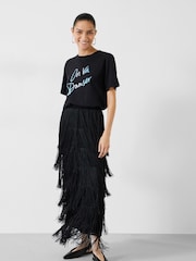 Hush Black Hailey Fringe Maxi Skirt - Image 1 of 5