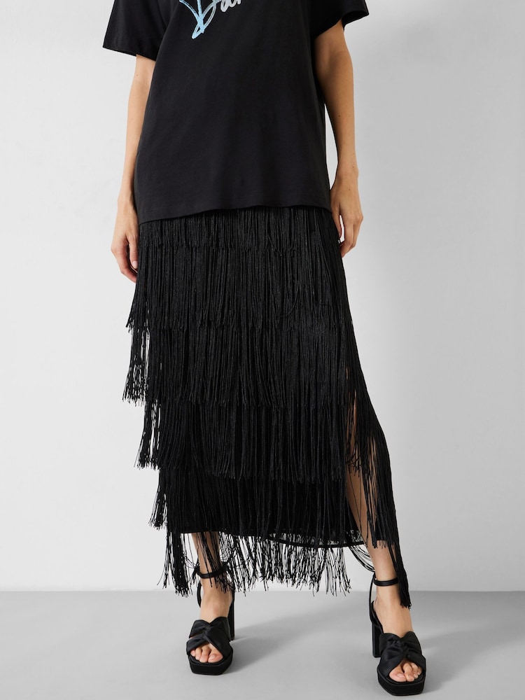 Hush Black Hailey Fringe Maxi Skirt - Image 2 of 5