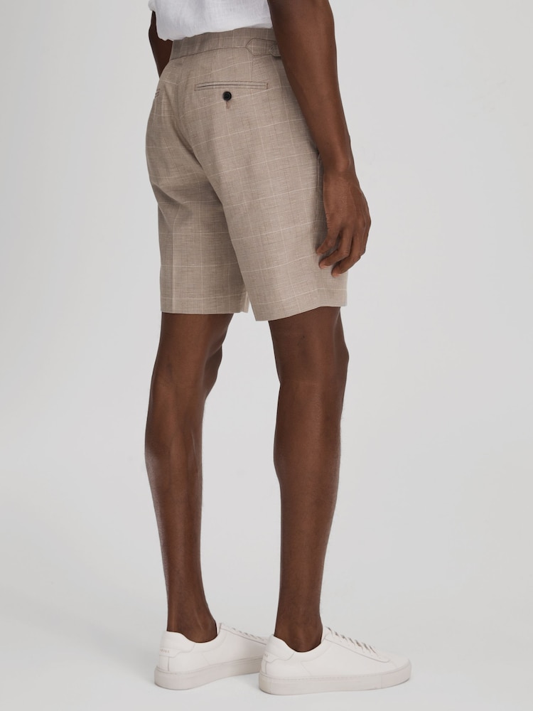 Reiss Oatmeal Send Check Side Adjuster Shorts - Image 2 of 6