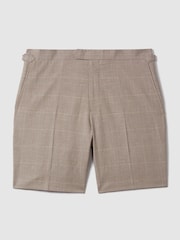 Reiss Oatmeal Send Check Side Adjuster Shorts - Image 5 of 6