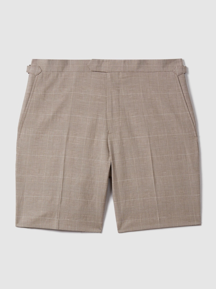 Reiss Oatmeal Send Check Side Adjuster Shorts - Image 5 of 6