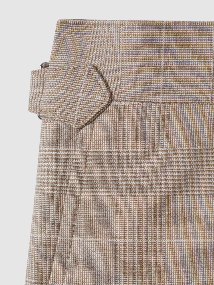 Reiss Oatmeal Send Check Side Adjuster Shorts - Image 6 of 6