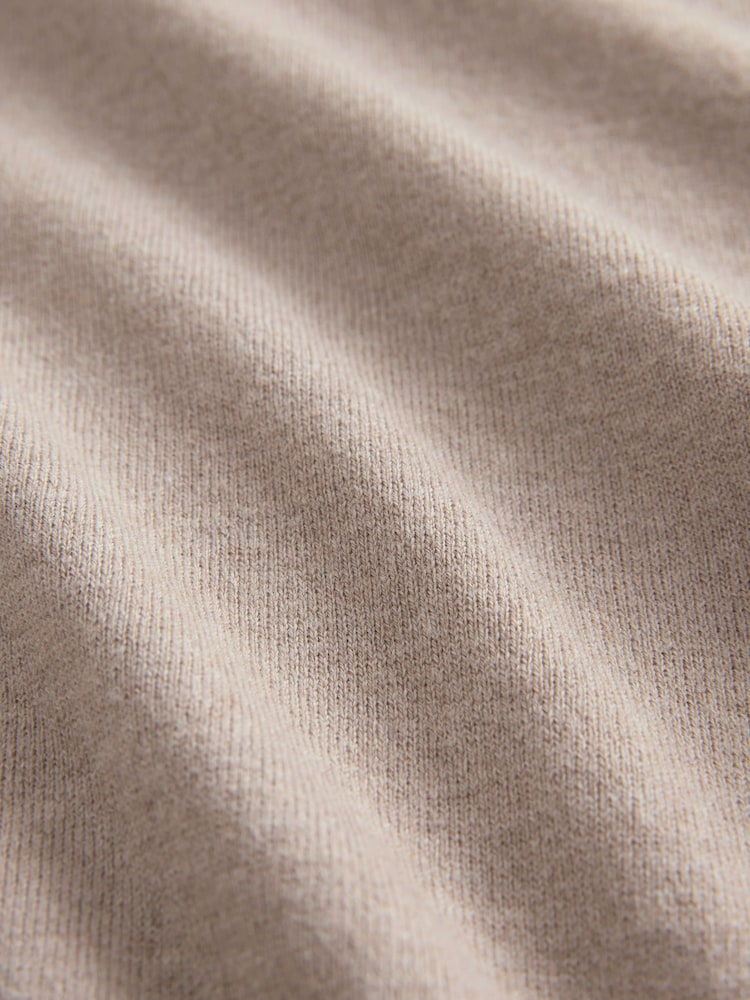 Neutral Plain 100% Cotton Regular Fit Quarter Zip Jumper - Image 6 of 6
