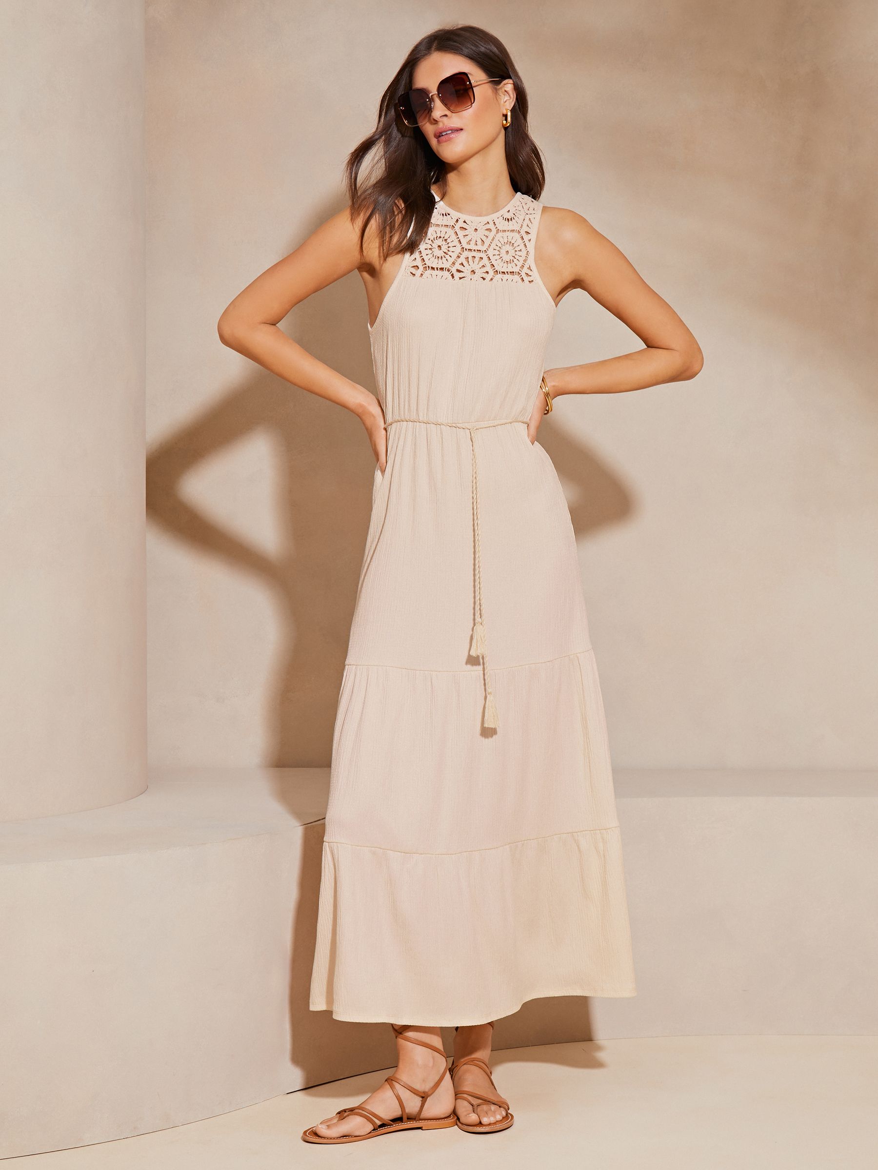 Buy Lipsy Cream Crochet Hybrid Racer Tiered Holiday Summer