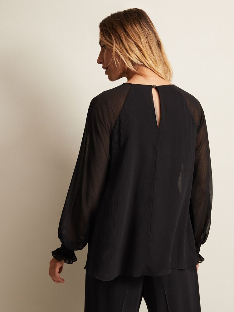 Phase Eight Black Chiffon Aria Double Layer Top - Image 2 of 6