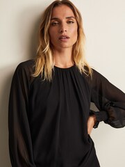 Phase Eight Black Chiffon Aria Double Layer Top - Image 4 of 6