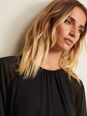 Phase Eight Black Chiffon Aria Double Layer Top - Image 5 of 6