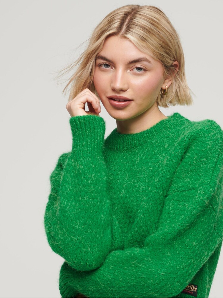 Superdry Green Vintage Textured Crop Knit Jumper - Image 4 of 4