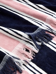 Christy Navy Blue College Stripe Fringed Beach Towel - Image 3 of 3