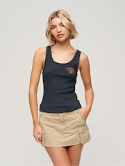 Superdry Blue Athletic Essential Ribbed Vest Top - Image 1 of 3