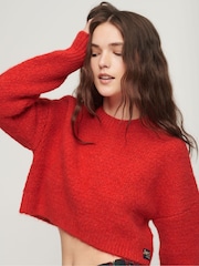 Superdry Red Vintage Textured Crop Knit Jumper - Image 3 of 3