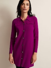 Phase Eight Purple Azealia Fine Knit Collared Tunic Dress - Image 1 of 6