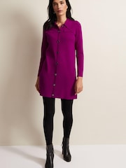 Phase Eight Purple Azealia Fine Knit Collared Tunic Dress - Image 2 of 6