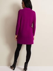 Phase Eight Purple Azealia Fine Knit Collared Tunic Dress - Image 3 of 6