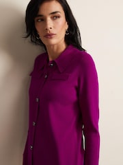 Phase Eight Purple Azealia Fine Knit Collared Tunic Dress - Image 4 of 6