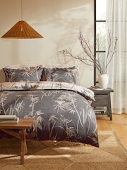 Monochrome 200 Thread Count 100% Cotton Oriental Leaf Duvet Cover and Pillowcase Set - Image 2 of 7
