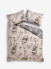 Monochrome 200 Thread Count 100% Cotton Oriental Leaf Duvet Cover and Pillowcase Set - Image 7 of 7