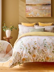 Natural Autumnal Floral 100% Cotton Duvet Cover and Pillowcase Set - Image 1 of 6