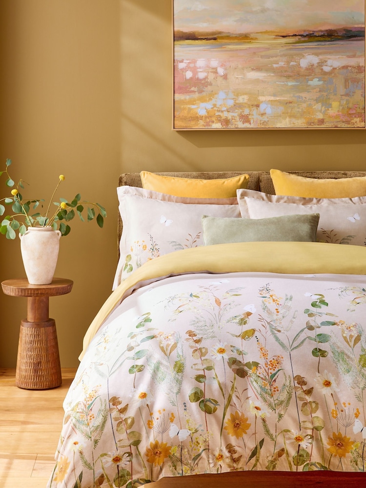 Natural Autumnal Floral 100% Cotton Duvet Cover and Pillowcase Set - Image 4 of 6