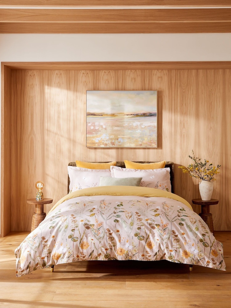 Natural Autumnal Floral 100% Cotton Duvet Cover and Pillowcase Set - Image 5 of 6