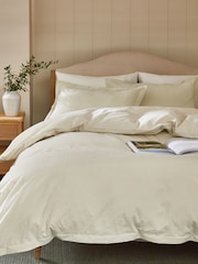 White Brushed 100% Cotton Stripe Duvet Cover and Pillowcase Set - Image 1 of 3