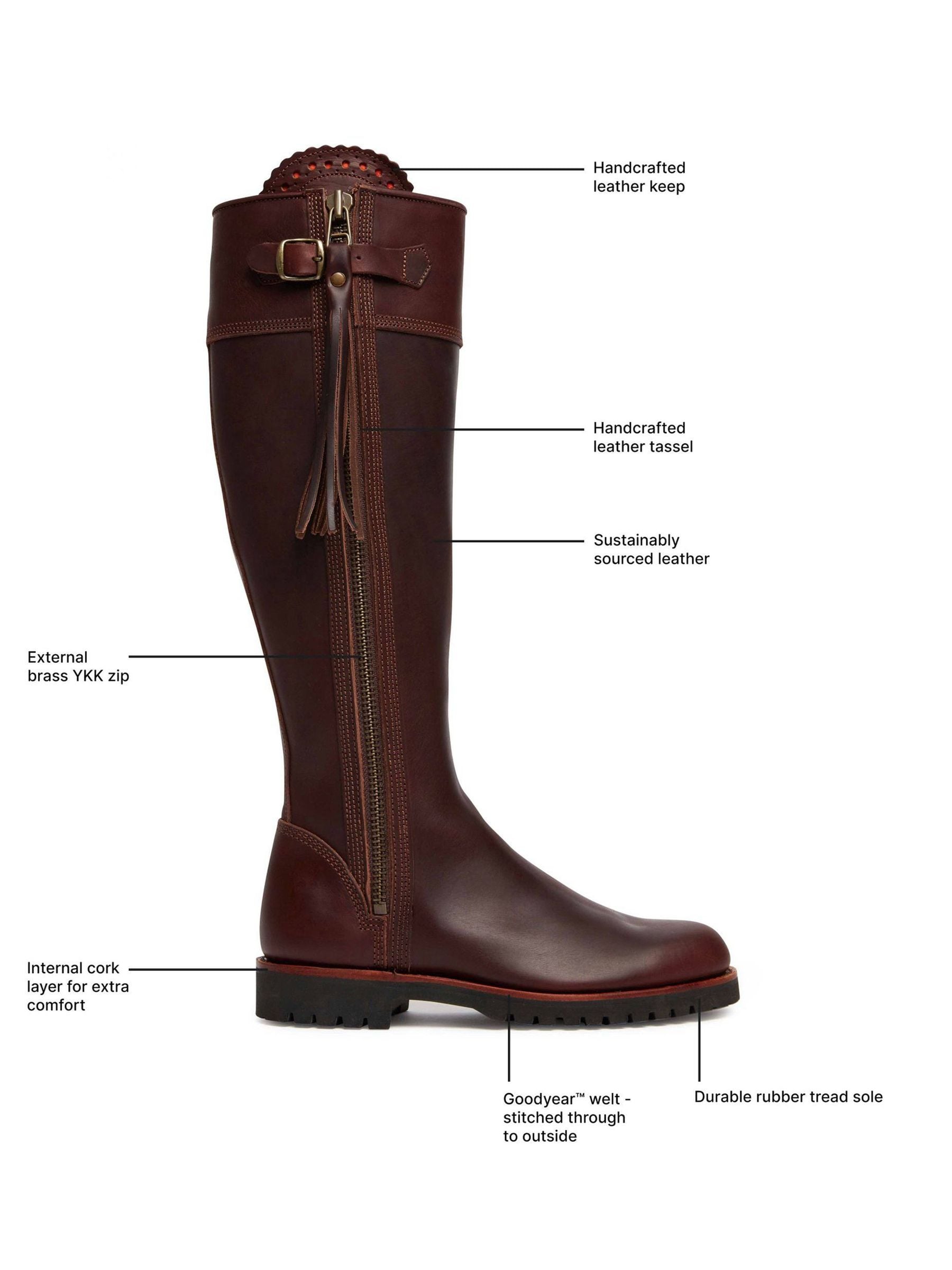 Buy Penelope Chilvers Brown Wide Fit Long Tassel Leather Boots