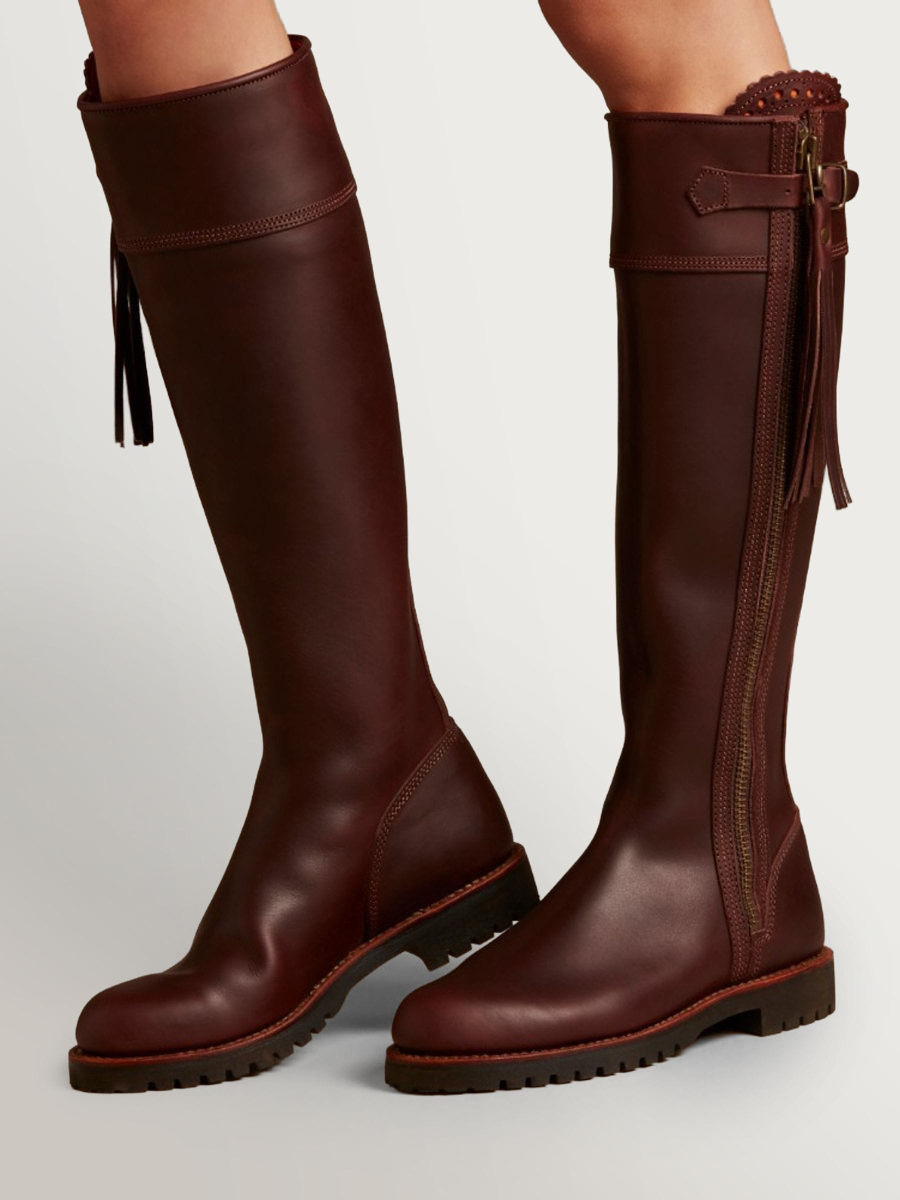Buy Penelope Chilvers Brown Wide Fit Long Tassel Leather Boots