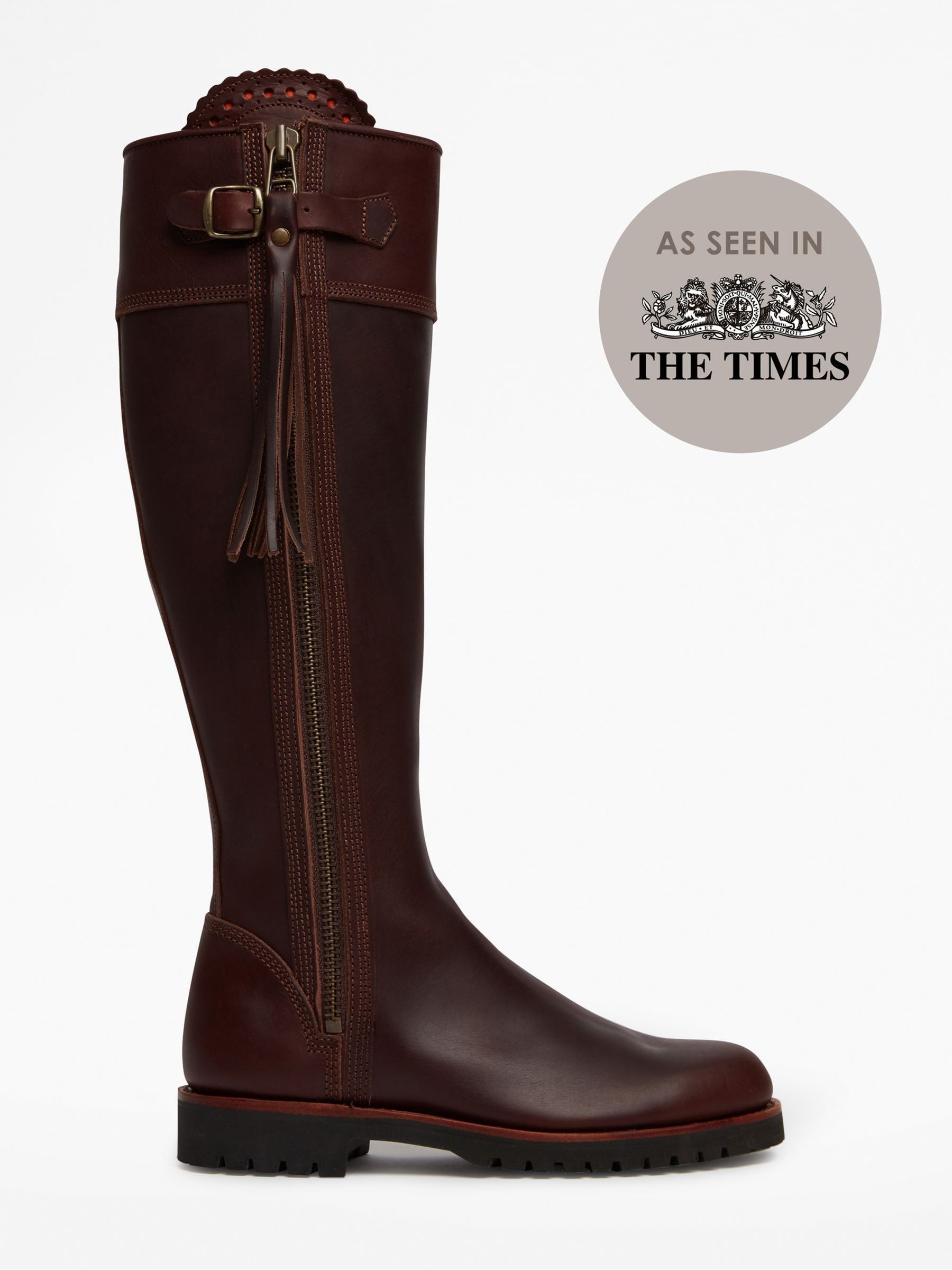 Buy Penelope Chilvers Brown Wide Fit Long Tassel Leather Boots