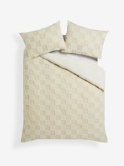 Cream Cosy Borg Checkerboard Fleece Duvet Cover and Pillowcase Set - Image 4 of 4