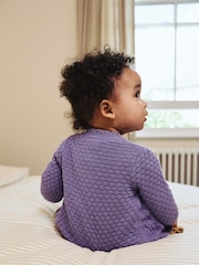Purple Baby Knitted Bobble 100% Cotton Cardigan (0mths-2yrs) - Image 2 of 10