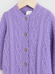 Purple Baby Knitted Bobble 100% Cotton Cardigan (0mths-2yrs) - Image 7 of 10