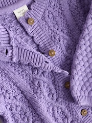 Purple Baby Knitted Bobble 100% Cotton Cardigan (0mths-2yrs) - Image 8 of 10