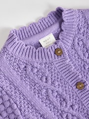 Purple Baby Knitted Bobble 100% Cotton Cardigan (0mths-2yrs) - Image 9 of 10
