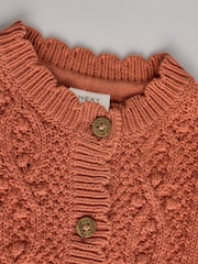 Rust Brown Baby Knitted Bobble 100% Cotton Cardigan (0mths-2yrs) - Image 4 of 7