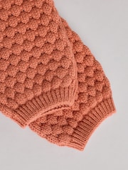 Rust Brown Baby Knitted Bobble 100% Cotton Cardigan (0mths-2yrs) - Image 6 of 7