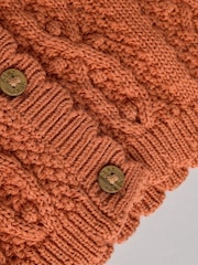 Rust Brown Baby Knitted Bobble 100% Cotton Cardigan (0mths-2yrs) - Image 7 of 7