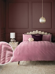 Pink Madison Quilted Velvet Duvet Cover and Pillowcase Set - Image 1 of 5