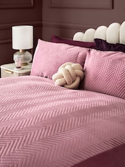 Pink Madison Quilted Velvet Duvet Cover and Pillowcase Set - Image 2 of 5