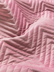 Pink Madison Quilted Velvet Duvet Cover and Pillowcase Set - Image 3 of 5