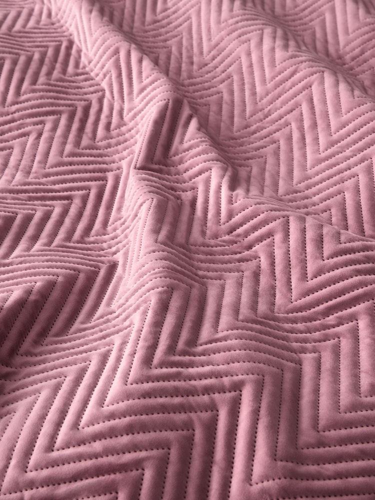 Pink Madison Quilted Velvet Duvet Cover and Pillowcase Set - Image 5 of 5