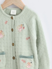 Sage Green Fairy Embroidered Fairy Cardigan (0mths-2yrs) - Image 3 of 7