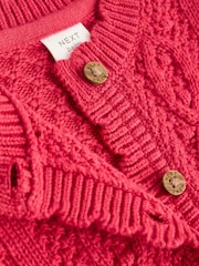 Red Baby Knitted Bobble 100% Cotton Cardigan (0mths-2yrs) - Image 10 of 10