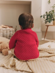 Red Baby Knitted Bobble 100% Cotton Cardigan (0mths-2yrs) - Image 2 of 10