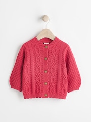 Red Baby Knitted Bobble 100% Cotton Cardigan (0mths-2yrs) - Image 5 of 10