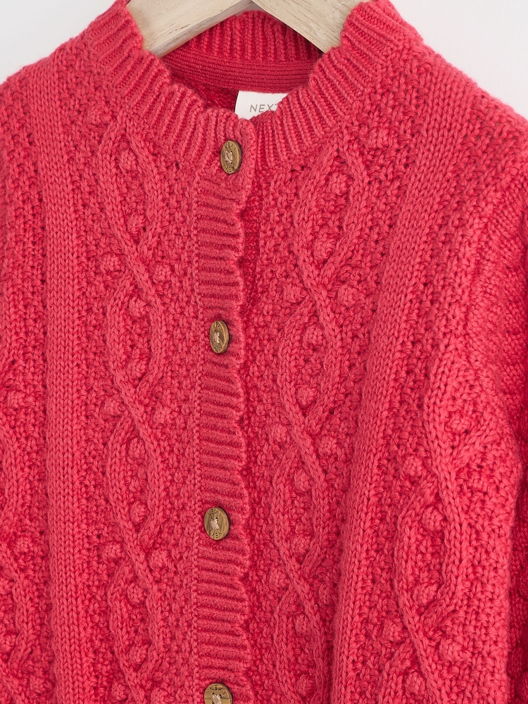 Red Baby Knitted Bobble 100% Cotton Cardigan (0mths-2yrs) - Image 7 of 10
