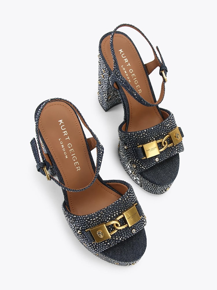 Kurt Geiger London Blue Kingsley Platform Sandals - Image 2 of 5 Kurt Geiger London Blue Kingsley Platform Sandals - Image 2 of 5